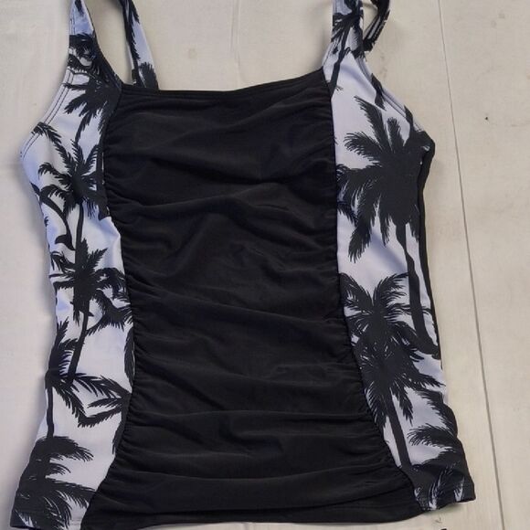 Black and White Palm Tree Tankini Set -M - Picture 3 of 6